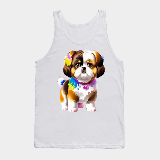 Tie Dye Shih Tzu Puppy 02 Tank Top by H.M